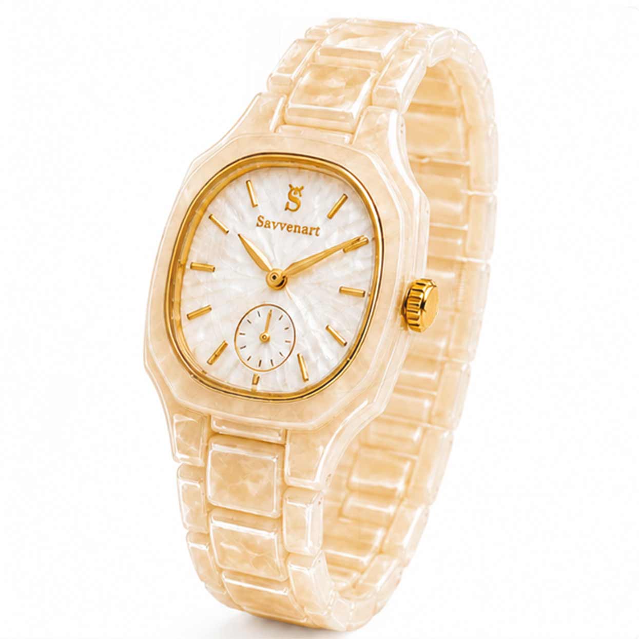 Aurora Edge elegant ceramic womens jewelry watch angled view
