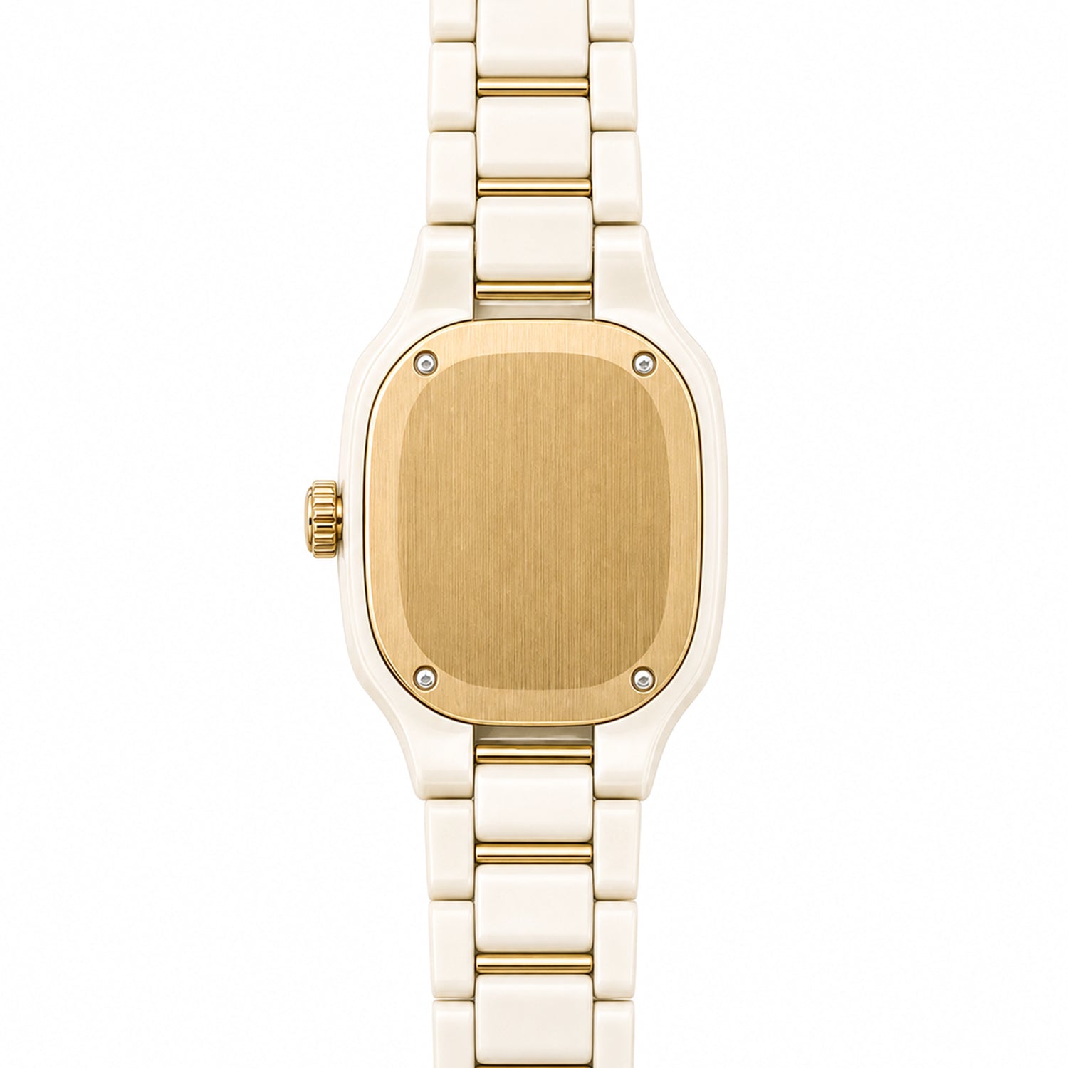 Gold watch with a white background