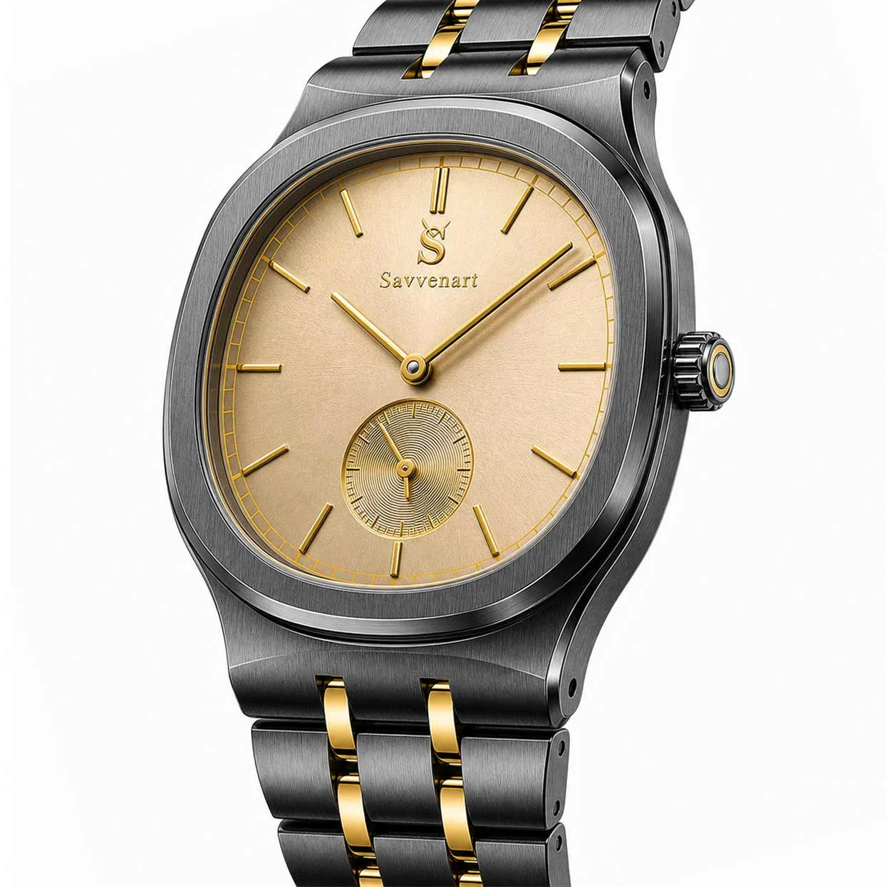 Heritage 1965 two tone mens watch angled view