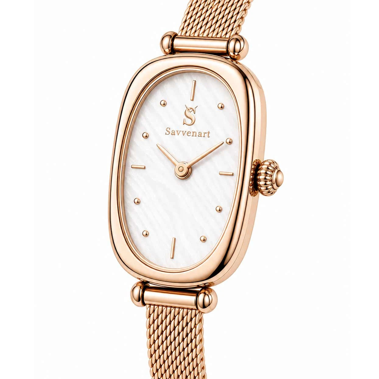 Rose Vintage womens mesh gift watch angled view